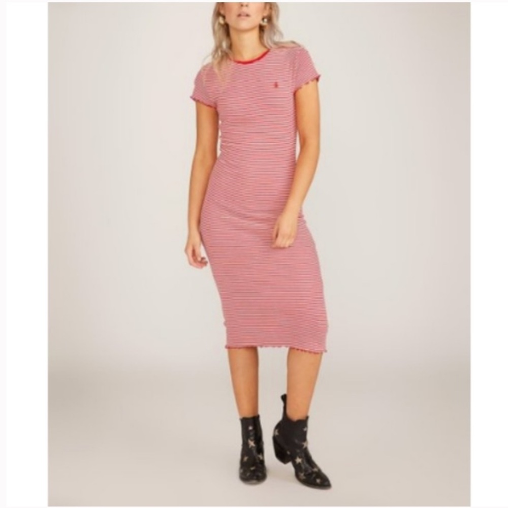 VOLCOM 🌹 Striped Ribbed Maxi Dress